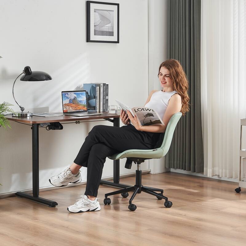 Armless Office Chair Swivel Home Office Desk Chairs with Wheels