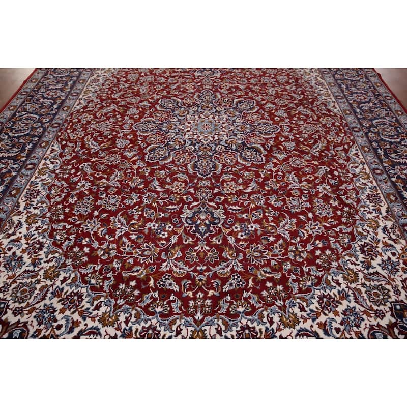 Traditional Red Kashan Turkish Rug Machine Made Dining Room Carpet - 9'7" x 12'10"