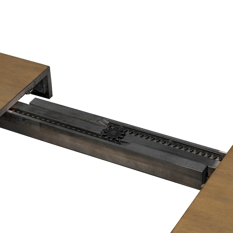 6-Piece Extendable Dining Set with Removable Leaf, Wood Kitchen Table Set with Bench and 4 Upholstered Chairs