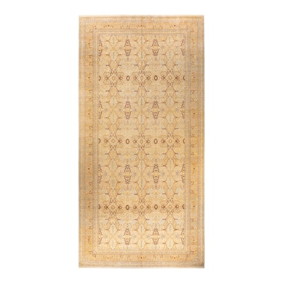Overton Hand Knotted Wool Vintage Inspired Traditional Mogul Ivory Runner Rug