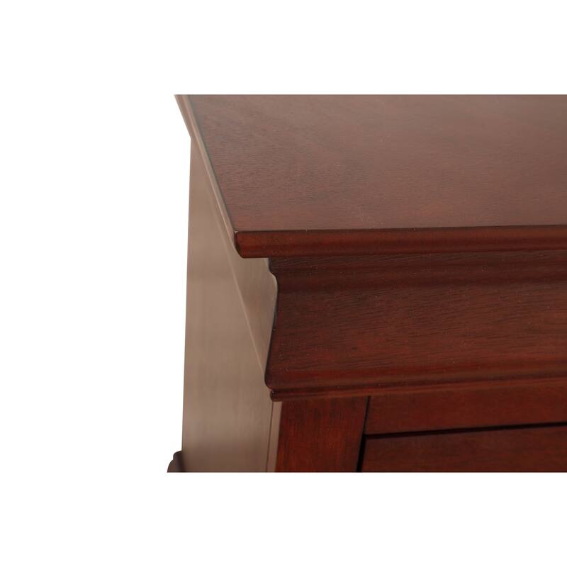 Cherry Nightstand 24x21x16 with Two Smooth Drawers, Compact Bedside Table for Storage, Warm Finish Bedroom Accent Piece