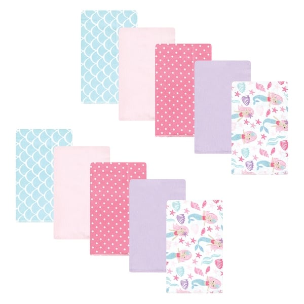 slide 1 of 1, Hudson Baby Infant Girl Cotton Flannel Burp Cloths, Mermaid, One Size - Mermaid - One Size One Size - Mermaid