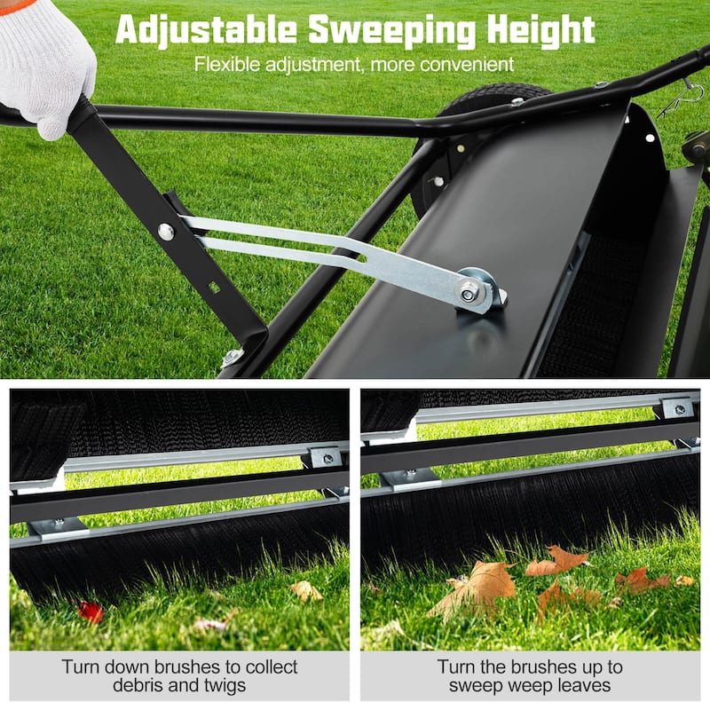 Costway 48" Tow-Behind Lawn Sweeper with 27 Cu.FT Large-Capacity - See Details