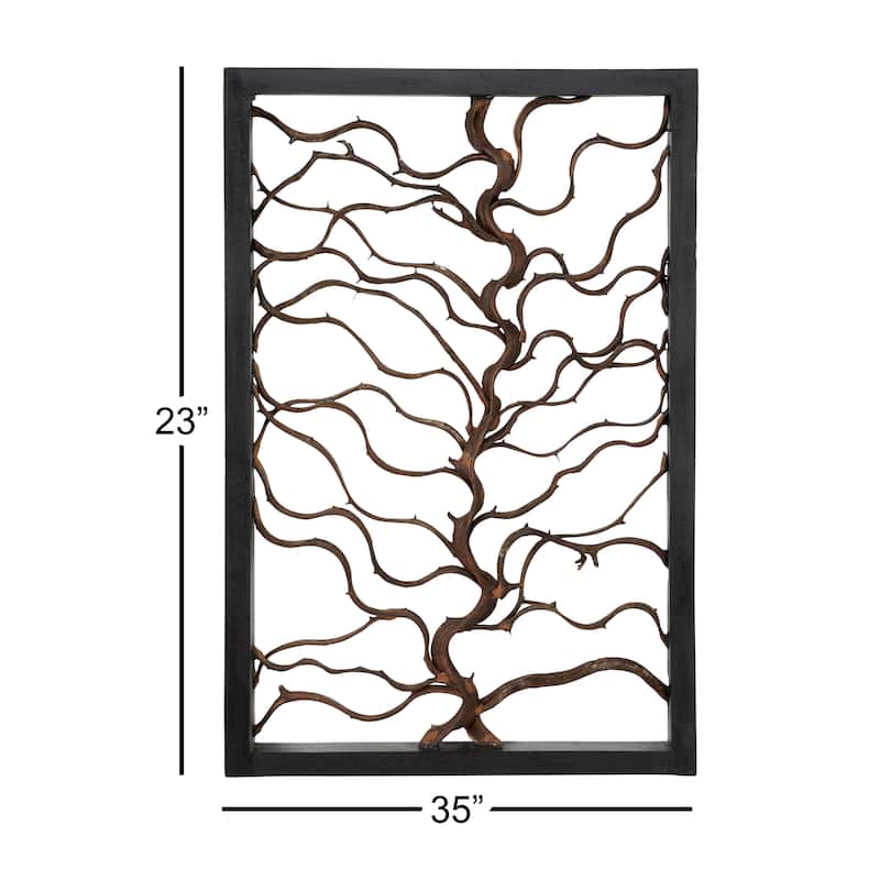 Wood Tree Branch Home Wall Decor with Black Frame - Brown - Roche River Decor