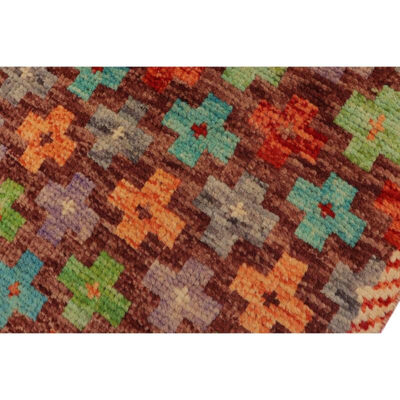 Contemporary Balochi Brown Brown/Rust Hand Knotted Wool Rug - 3'3'' x 4'11''