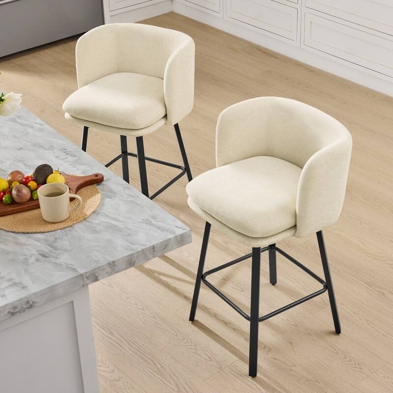 Spruce & Spring Modern Swivel Counter Bar Stool Set with Barrel Back&Double-layer Cushion