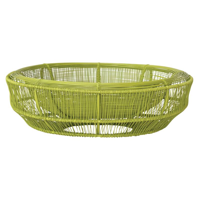 Metal Wire Double-Wall Bowl - 13.0"L x 11.0"W x 4.0"H - Chartreuse
