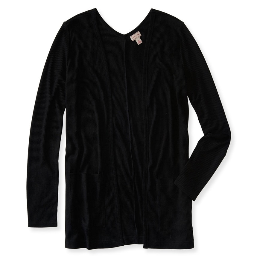 womens black open front cardigan
