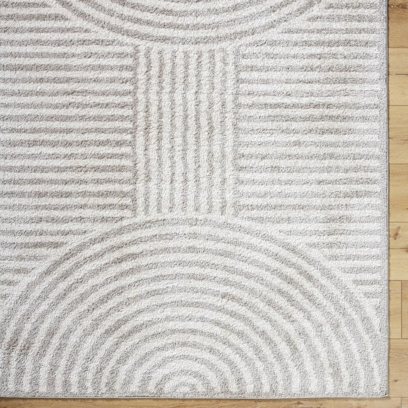 Livabliss Scandinavian Fossay Shag Stripe Washable Area Rug