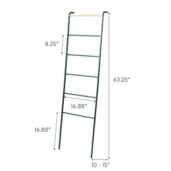 dimension image slide 2 of 3, Yamazaki Home Leaning Storage Ladder - Two Styles, Steel, Ladder, Holds 13.2 lbs - L 9.45 x W 17.72 x H 62.99 inches