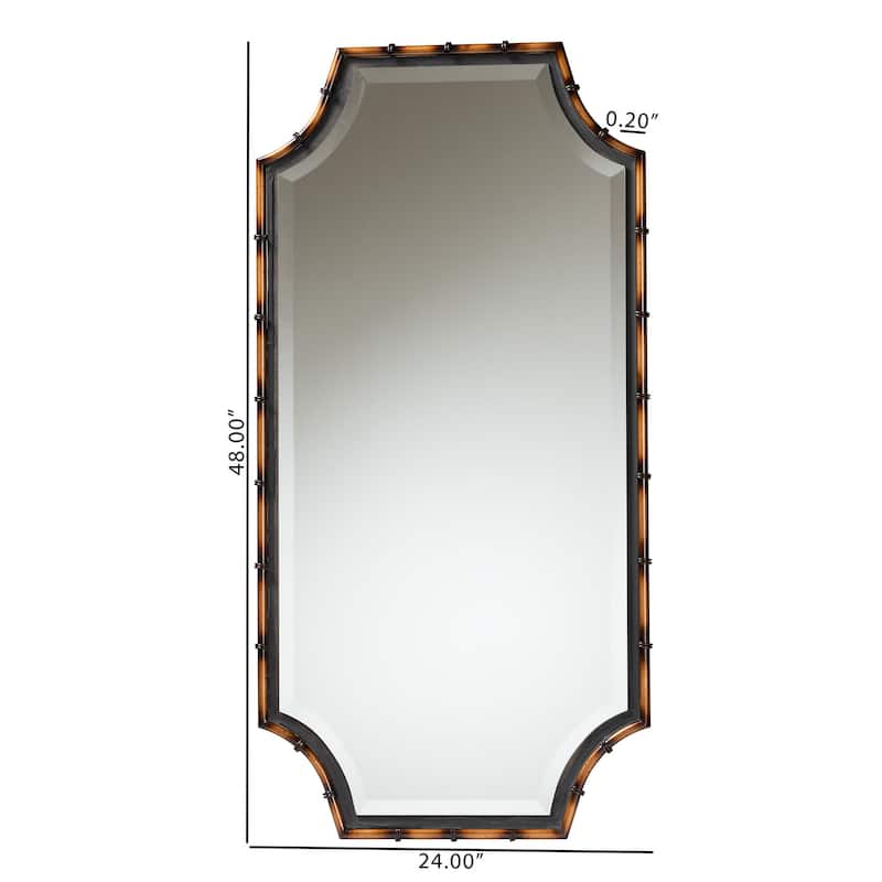 Lieven Rustic Glam and Luxe Two-Tone Light Brown and Black Finished Metal Accent Wall Mirror - Light Brown, Black