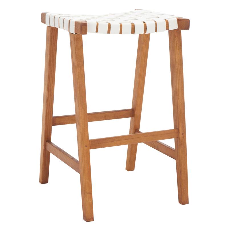 SAFAVIEH Remzija 30-inch Woven Leather Rectangle Bar Stool - 20" W x 19" D x 30" H