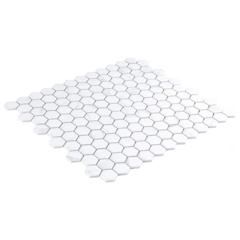 Merola Tile Carrione 1" Hex Matte Carrara 10-1/4" x 11-7/8" Porcelain Mosaic Floor and Wall Tile