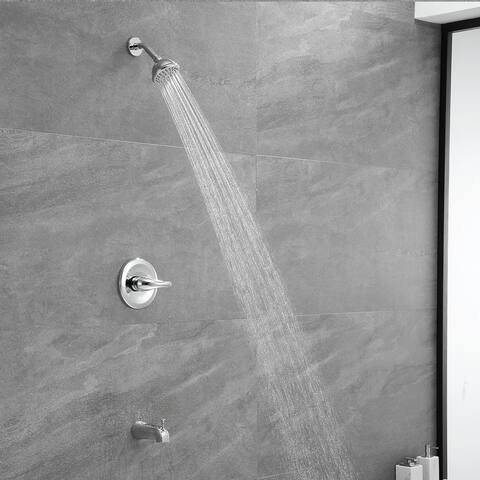 Modern Waterfall 6 Inch Shower Faucet with Tub Spout Combo