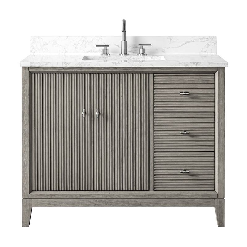 Vanity Art 42" Freestanding Bathroom Vanity with Engineered Marble Top and Sink