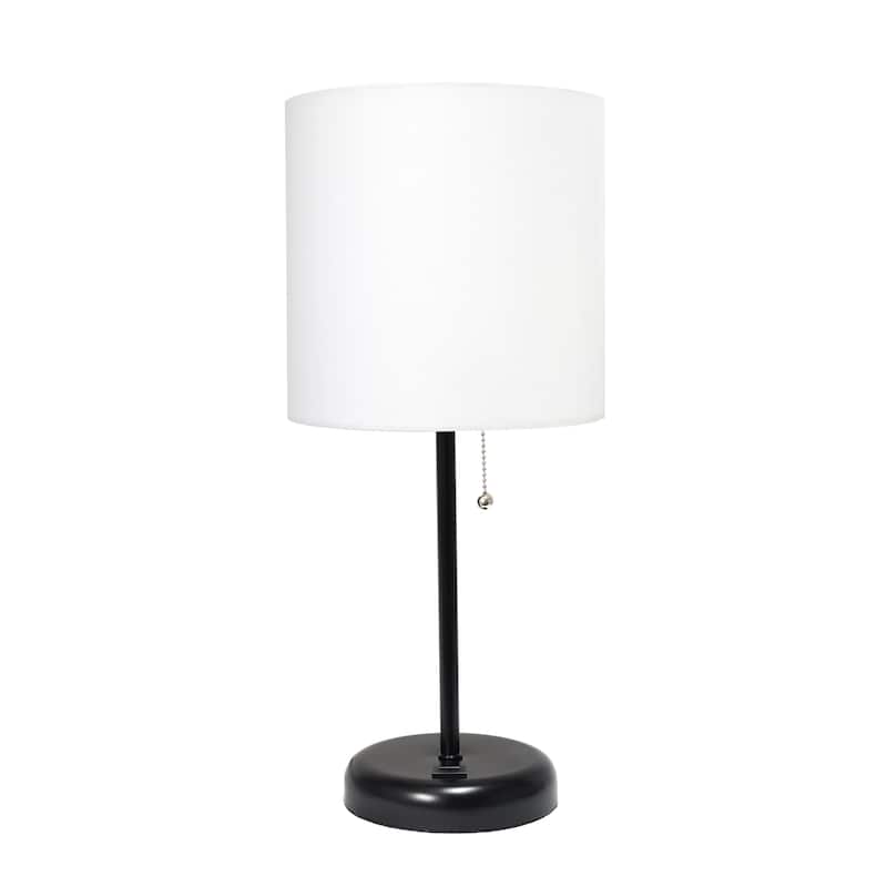 19.5" USB Port Feature Metal Lamp in White w Aqua Shade