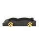 preview thumbnail 11 of 10, Race Car-Shaped Floor Bed Platform Curve-Design with Storage Footboard Twin Mattress Holder Wood Slat Support - Black