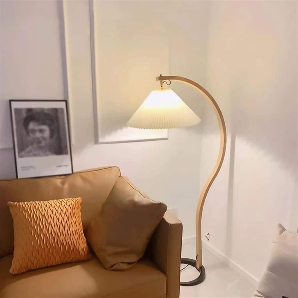 Vintage 59" Arched LED Floor Lamp with Shade - Beige
