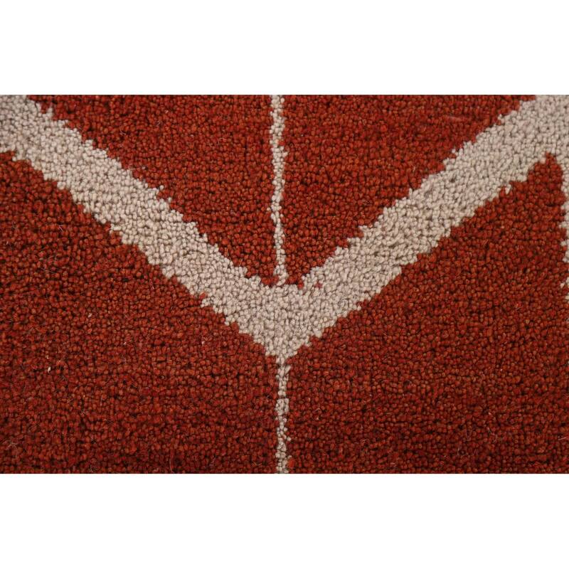 Hand Knotted Oriental 100% Wool Carpet Modern All-Over Oranges & Rust Gabbeh Area Rug - 7' 7'' X 5' 2''