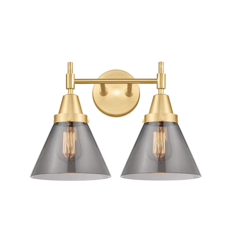 Innovations Lighting Caden Cone - 2 Light 17" Bath Vanity Light - Satin Gold/Light Smoke