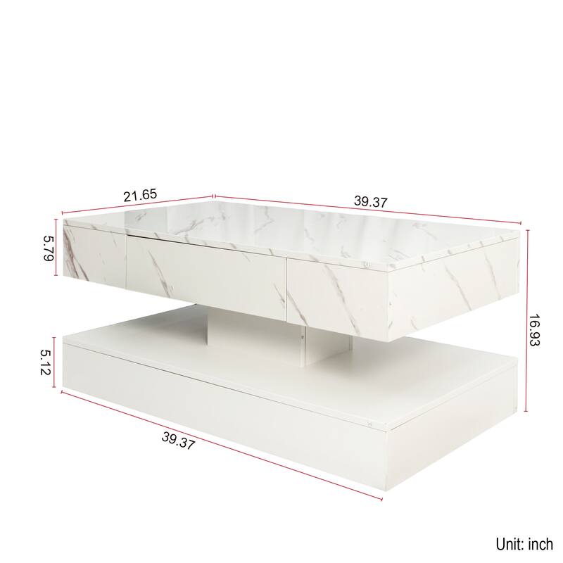 GDF Studio - Kei Modern 16.93"H LED Coffee Table with Storage Drawer for Living Room