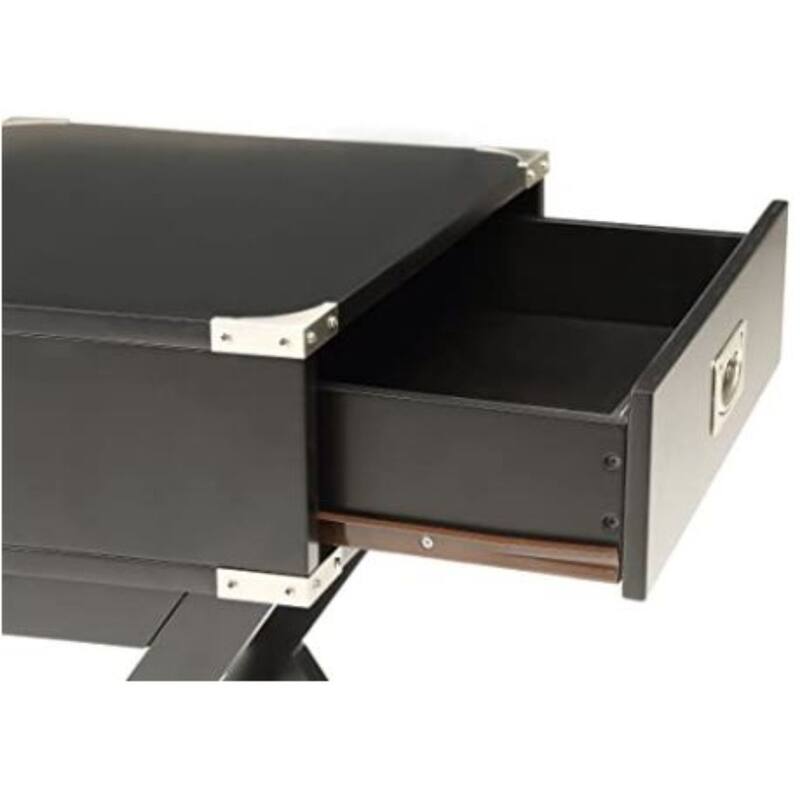 HomeRoots 24" Black Wood Cross Legs End Table With Drawer - 18