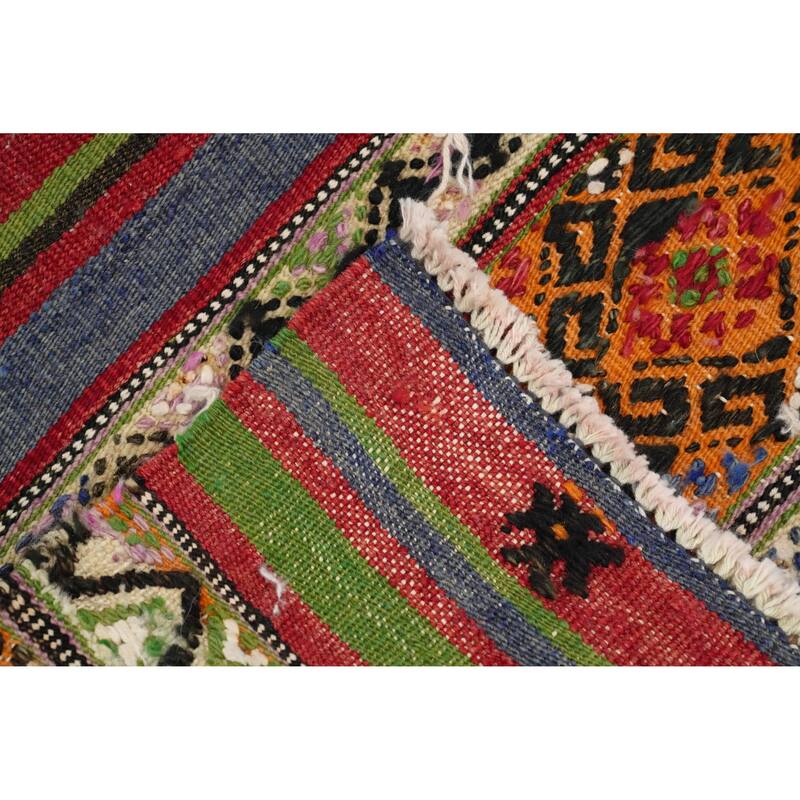Hand Woven Oriental 100% Wool Carpet Southwestern Tribal Multi-Colored Kilim Area Rug - 7' 9'' X 5' 2''
