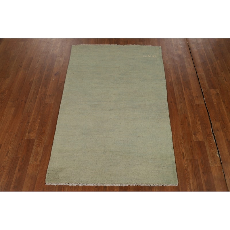 Hand Knotted Oriental 100% Wool Carpet Modern Modern Green Gabbeh Area Rug - 4' 9'' X 3' 2''