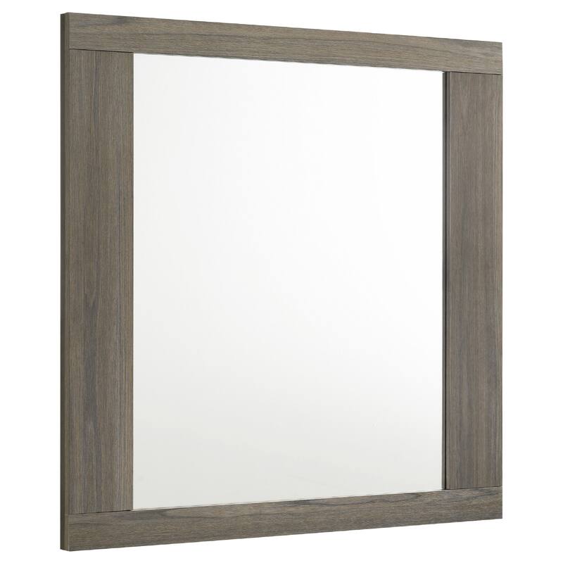 Fene Rectangular Dresser Mirror, Flat Glass, 38 Inch Gray Oak Melamine - Gray Oak