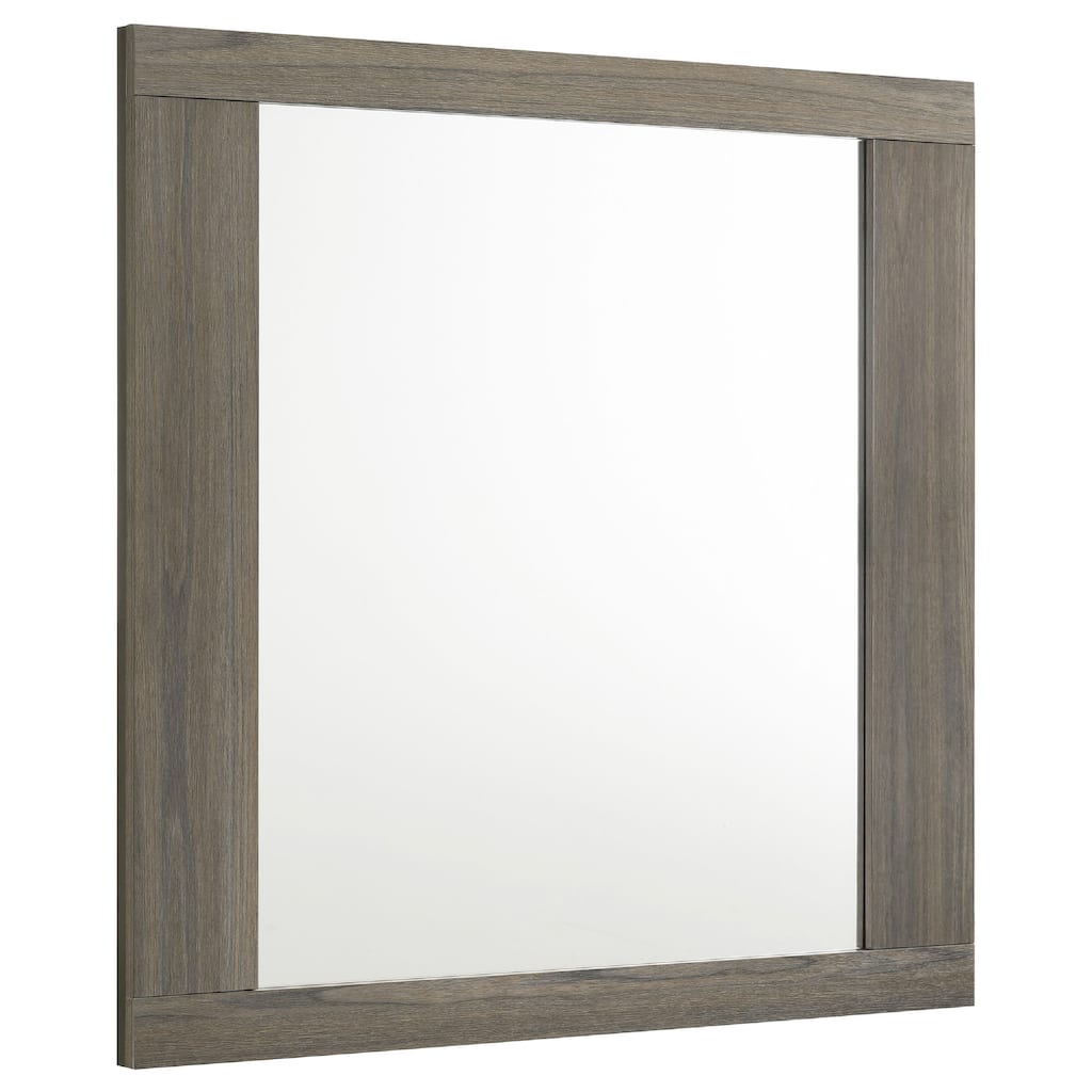 Fene Rectangular Dresser Mirror, Flat Glass, 38 Inch Gray Oak Melamine - Gray Oak