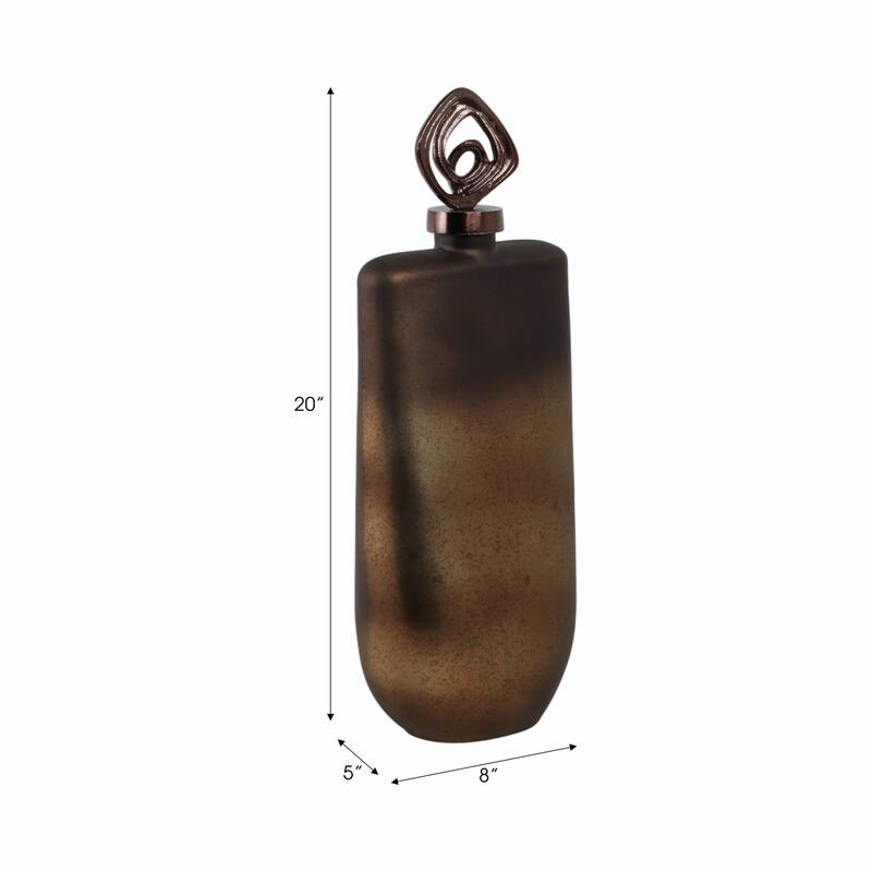 Glass Vase with Aluminum Swirl Top Accent Modern Artistic Design