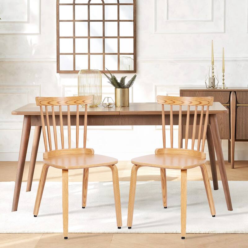 Solid Wood Slat Back Windsor Dining Chairs, Set of 2/4