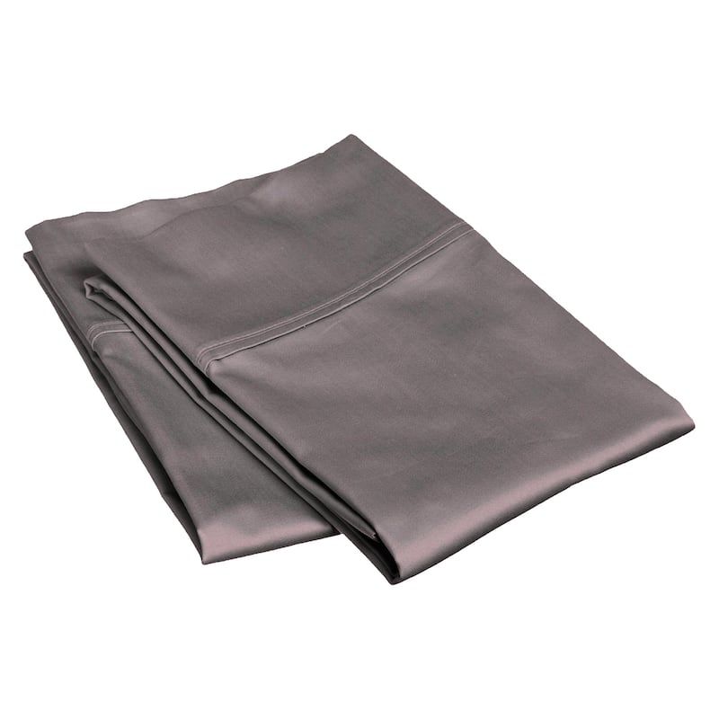 Superior Egyptian Cotton Solid Sateen Bed Sheet Set - King Pillowcase Set - Grey