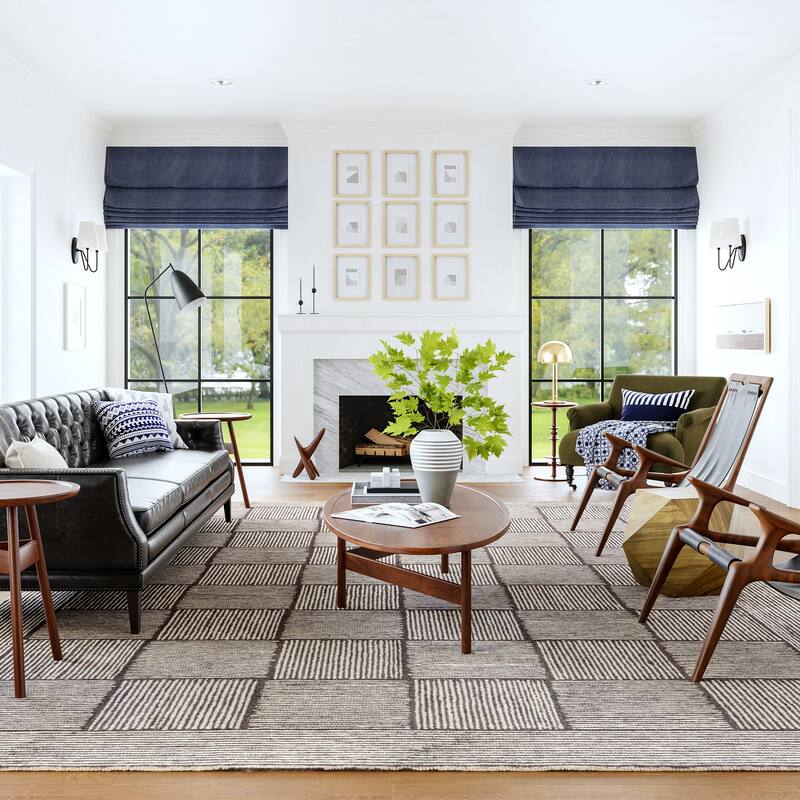 Milo Tiled Wool Area Rug - 4' x 6' - Dark Brown