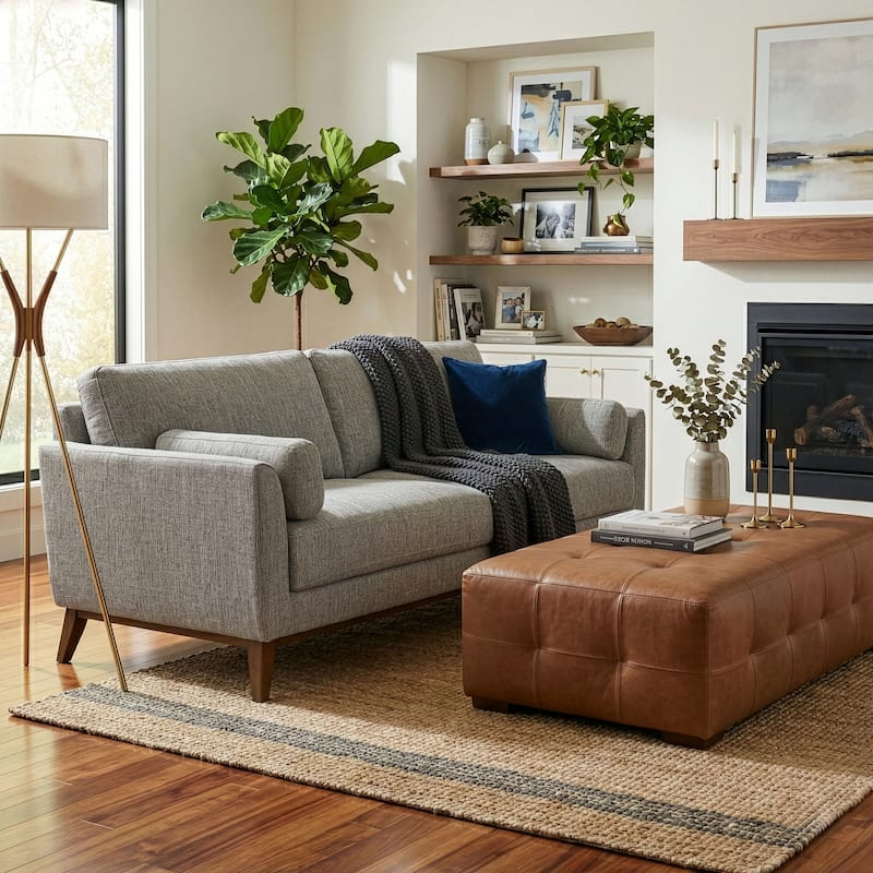 Birre Black and Ivory Blend Chenille Tweed Fabric Sofa