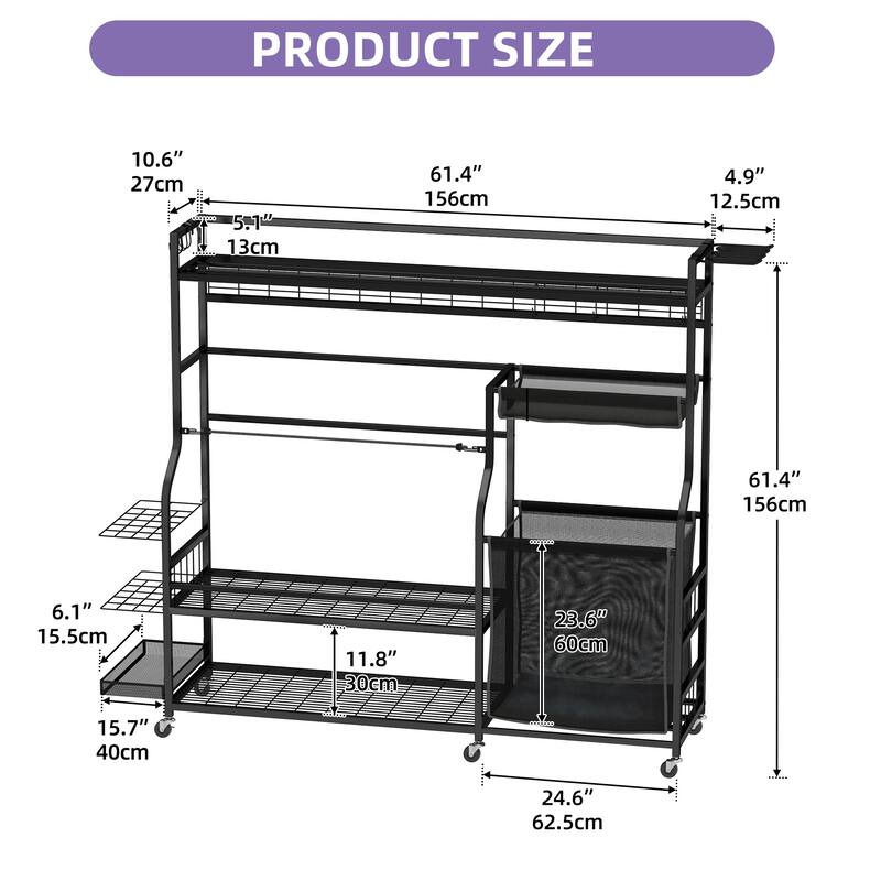 Moasis Sports Equipment Organizer, Golf Bags Storage Stand with Wheels