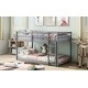 preview thumbnail 3 of 10, Twin Over Twin Floor Bunk Kids Bed Frame with Ladder and Guardrails, Grey