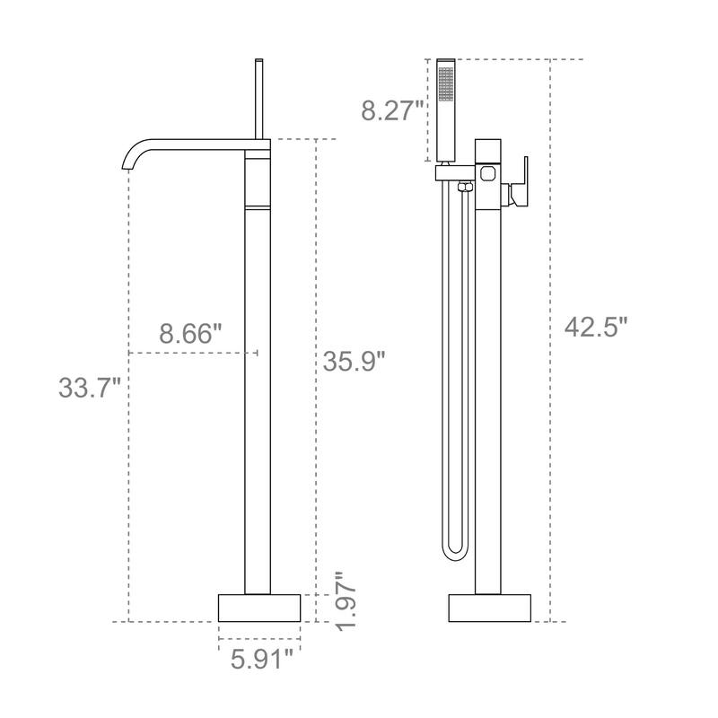 Freestanding Floor Mount Single Handle Bath Tub Filler Bath Tub Faucet