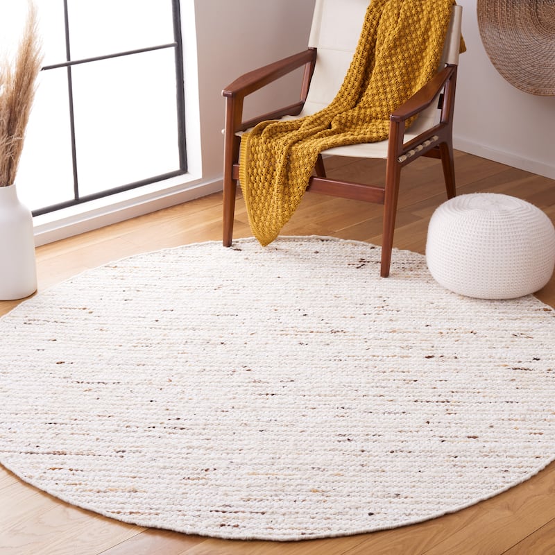 SAFAVIEH Handmade Natura Mayke Wool & Cotton Rug - 6' Round - Ivory/Gold - Round