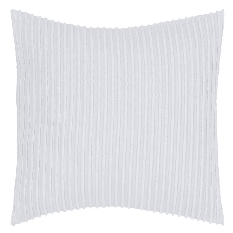 Better Trends Jullian Bold Stripes Design 100% Cotton Tufted Shams Machine Washable Tumble Dry - White - Euro Sham