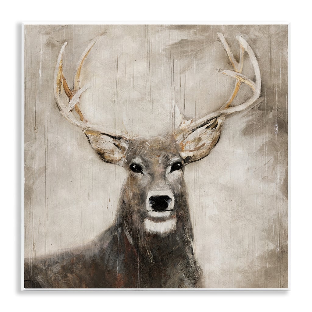 Stupell Gazing Deer in Neutrals Wall Plaque Art Design By Sally Swatland