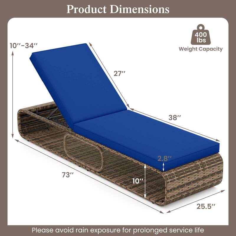 Costway 1/2 PCS Outdoor Chaise Lounge Chair with Adjustable Backrest - See Details