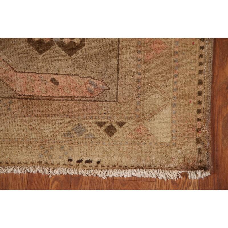 Tribal Animals Ardebil Persian Antique Runner Rug Handmade Wool Carpet - 4'0" x 10'11"
