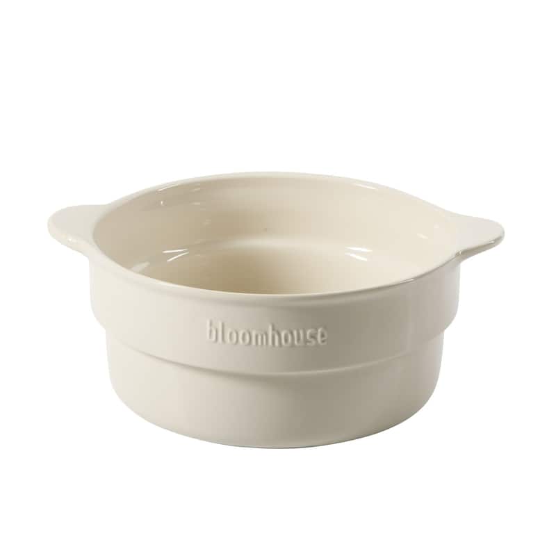 Bloomhouse 15 Piece Pots and Pans Heavy Duty Aluminum Premium PFA Free Ceramic Nonstick - Almond Cream with Gold Handle