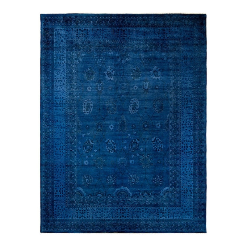 Overton Hand Knotted Wool Vintage Inspired Modern Contemporary Overdyed Purple Area Rug - 9' 3" x 12' 2"