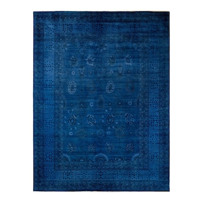 Overton Hand Knotted Wool Vintage Inspired Modern Contemporary Overdyed Purple Area Rug - 9' 3" x 12' 2"