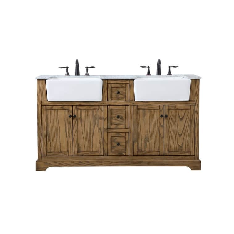 Elegant Lighting VF60260D Franklin 60" Free Standing Double Basin - Driftwood - Wood Finish