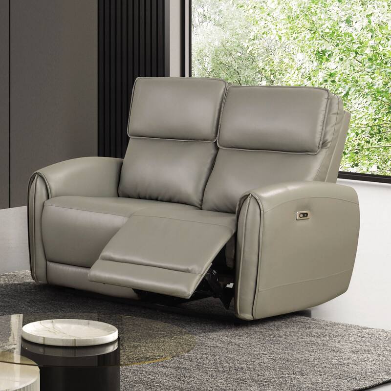Furniture of America Elente Modern 2-Piece Power Recline Faux Leather Sofa and Loveseat Set