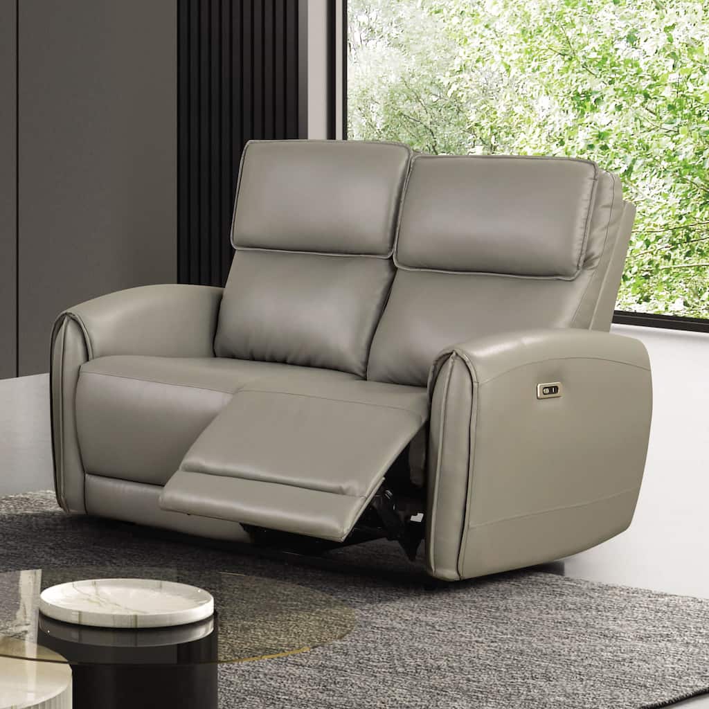 Furniture of America Elente Modern Power Recline Faux Leather Loveseat