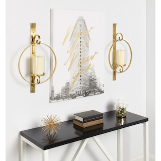 Kate and Laurel Doria Round Glass and Metal Wall Sconce - 12x22